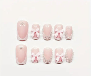 Pretty Nails: French Bows and Pearls