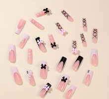 Load image into Gallery viewer, Pretty Nails: Tied Up Black and Pink